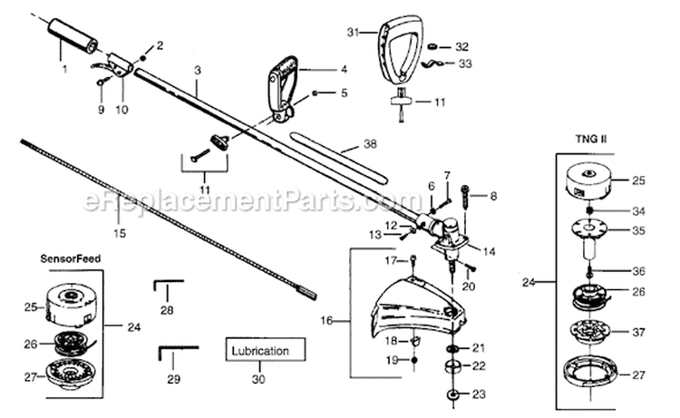Page A Diagram and Parts List for XT100  Weed Eater Trimmer